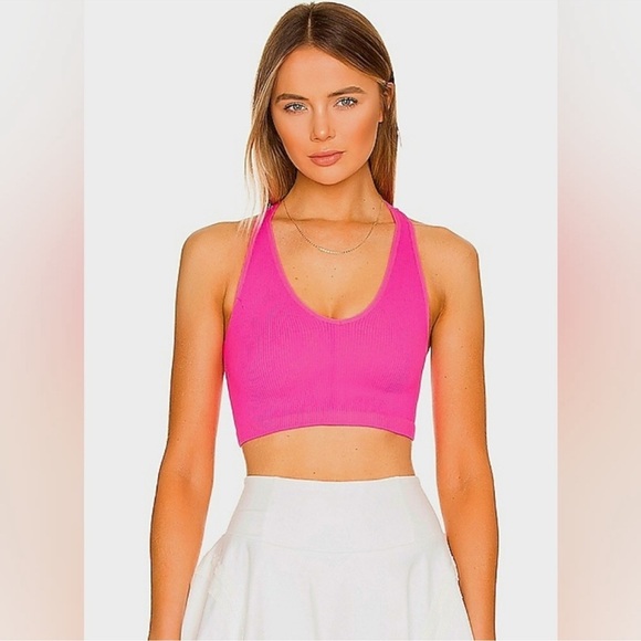 Free People Movement Free Throw Ribbed Crop Top Tank Tropical Pink XS / S - Picture 2 of 10